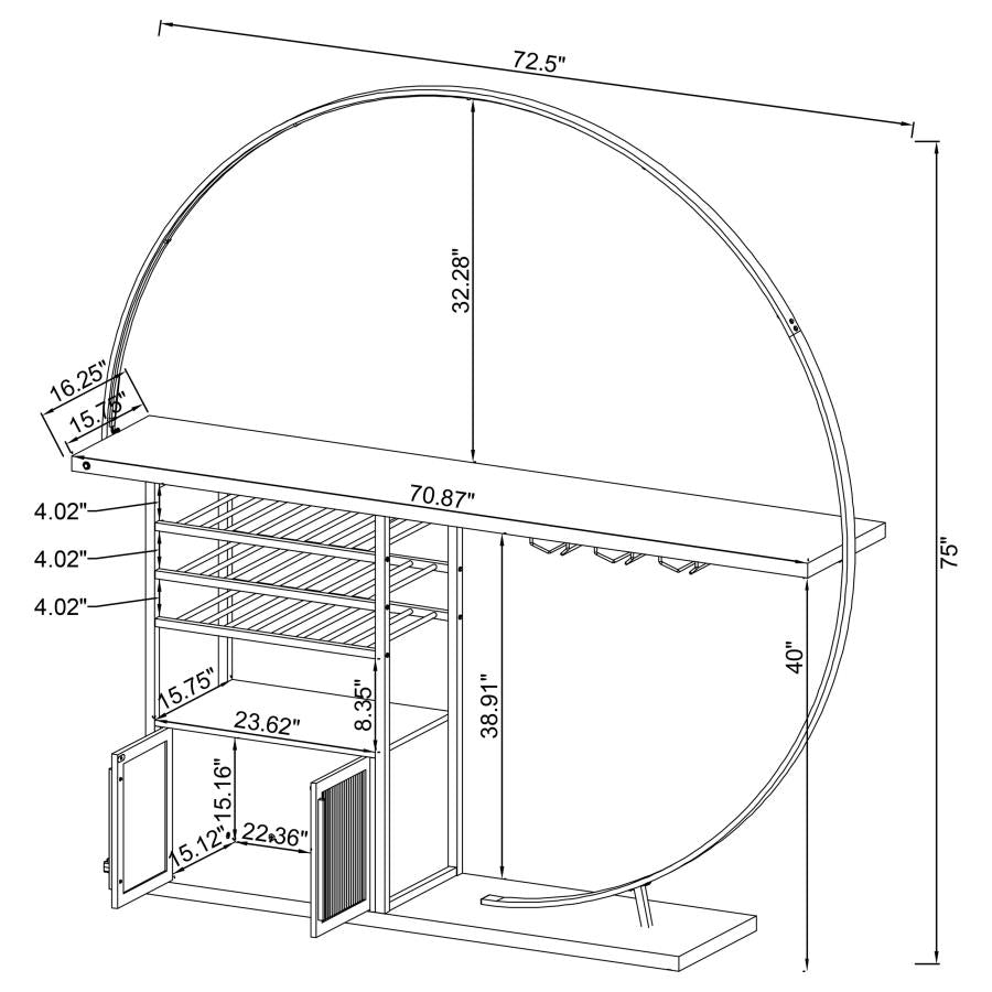 Risley - 2-Door Circular LED Home Bar With Wine Storage