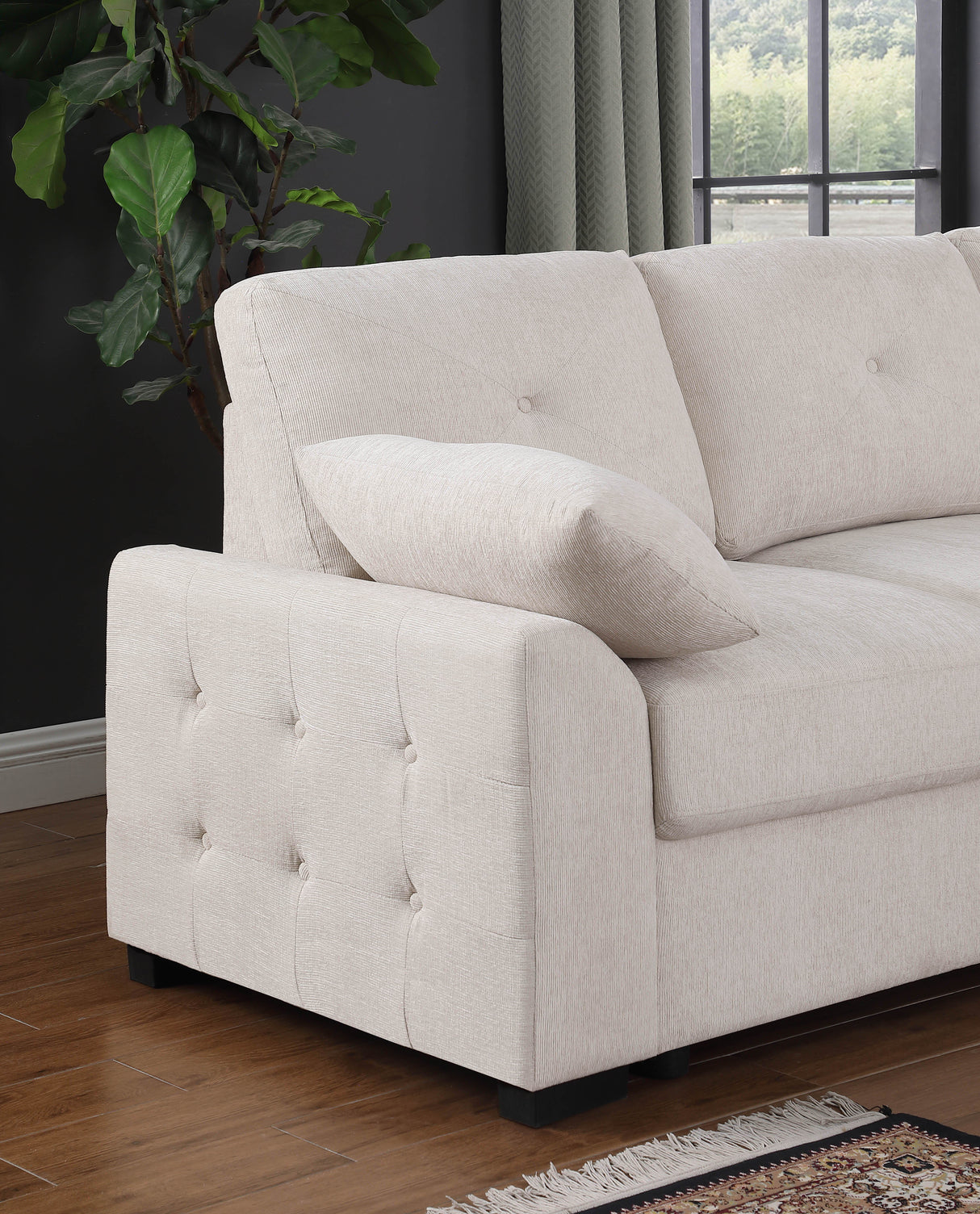 Nyhan - Upholstered Corner Sectional With Pull Out Loveseat And Storaged Chaise by Cynthia's Furniture | Bel Furniture