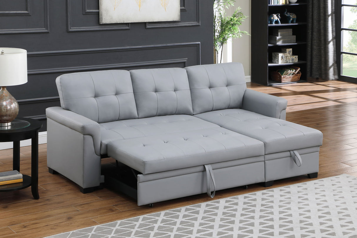 Lexi - Vegan Leather Modern Reversible Sleeper Sectional Sofa With Storage Chaise by Lilola Home | Bel Furniture