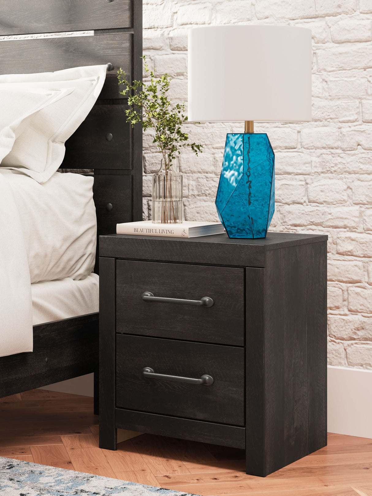Hollivern - Dark Gray - Two Drawer Night Stand by Signature Design by Ashley® | Bel Furniture