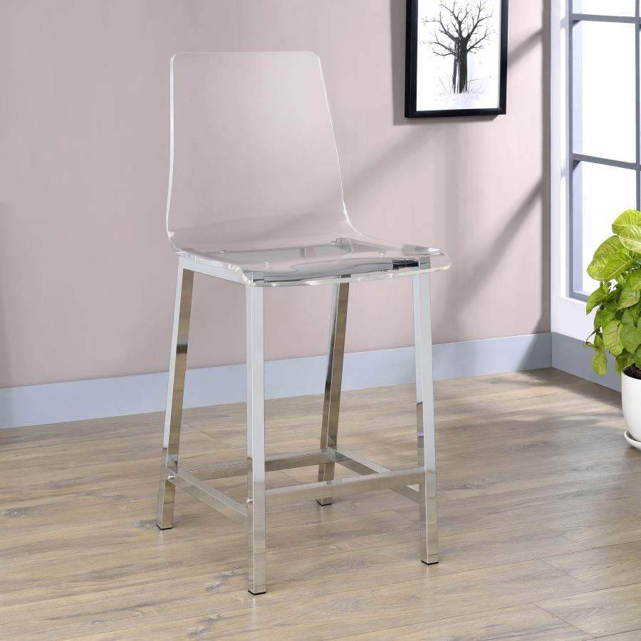 Juelia - Chrome Stools (Set of 2) by CoasterEssence | Bel Furniture