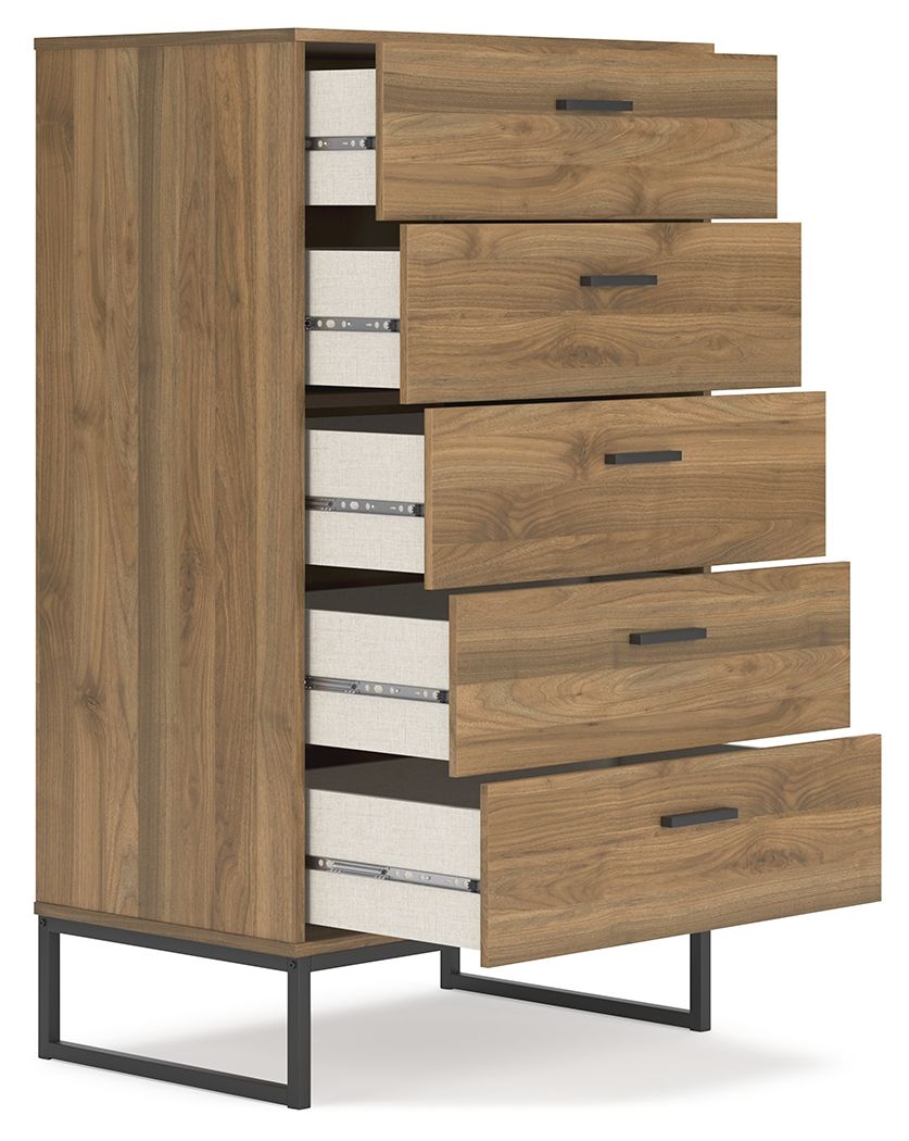 Deanlow - Honey - Five Drawer Chest by Signature Design by Ashley® | Bel Furniture