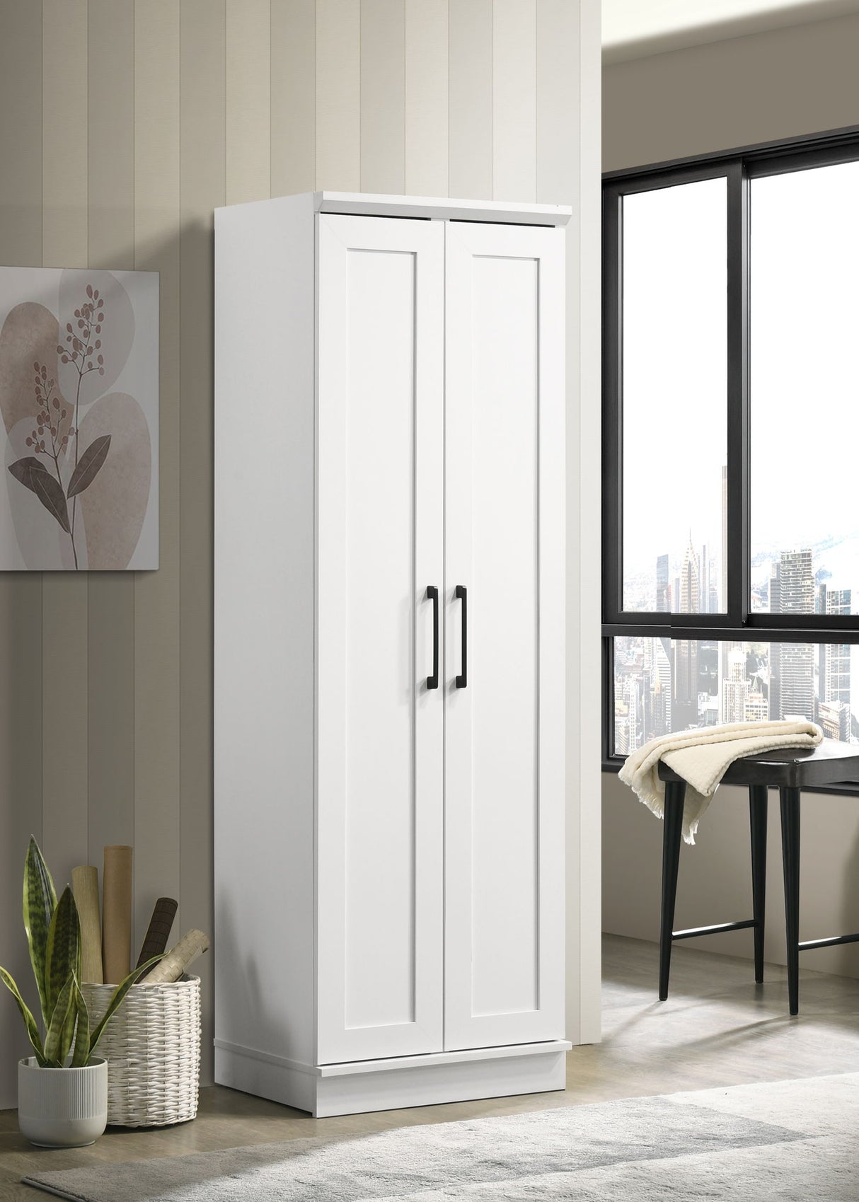 Evelyn - Sleek Storage Cabinet With Framed Panel Design - White by Lilola Home | Bel Furniture