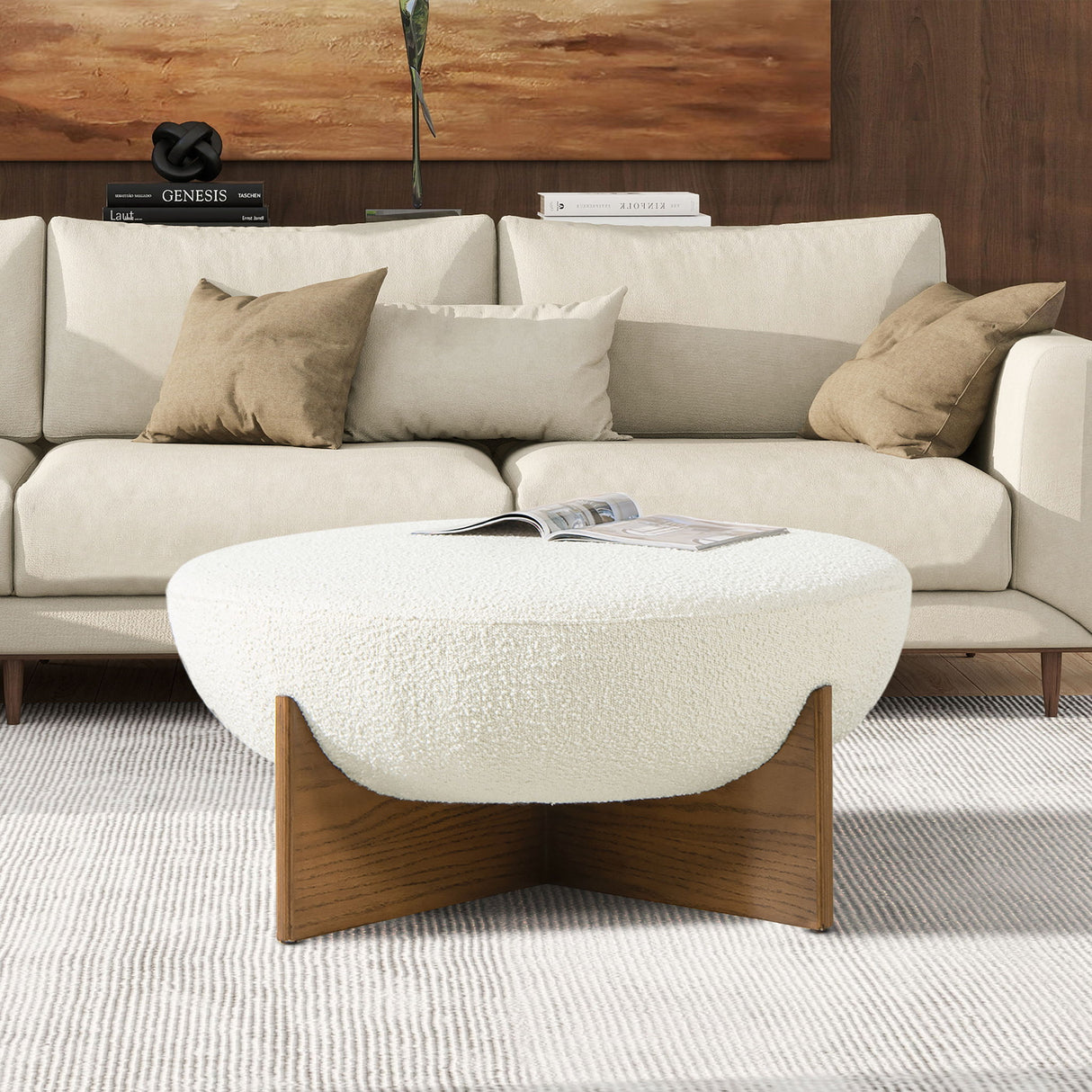 Bali - Round Upholstered Ottoman by Jennifer Taylor Home | Bel Furniture