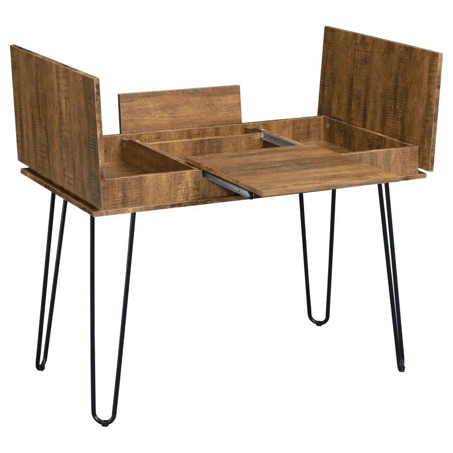 Sheeran - Writing Desk With Storage - Rustic Amber by CoasterEveryday | Bel Furniture