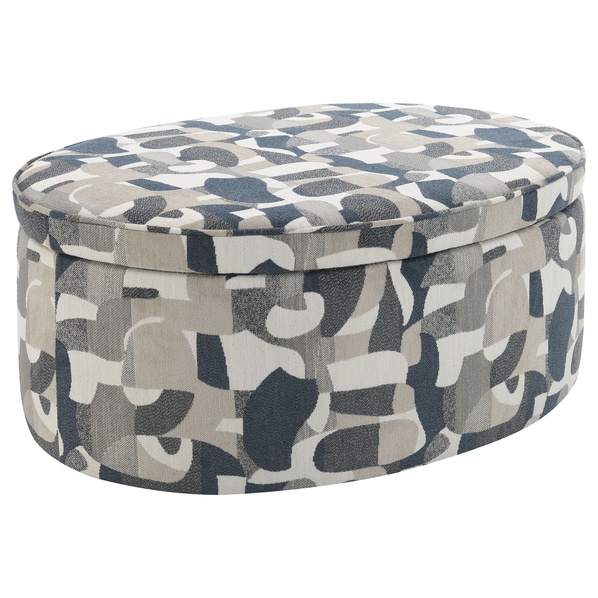 Tomkins - Oval Upholstered Storage Ottoman - Indigo Blue by Coaster Fine Furniture | Bel Furniture