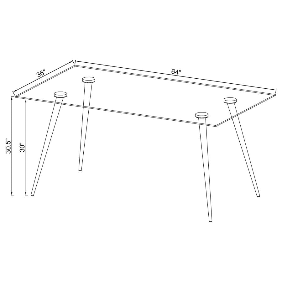 Gilman - Rectangular 64-inch Glass Top Dining Table