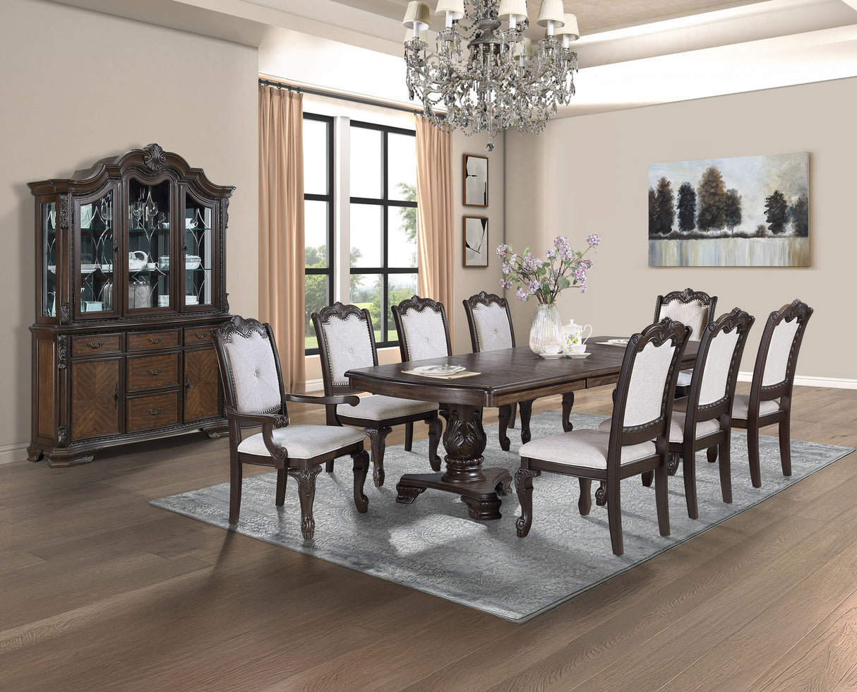 Kiera - Dining Room Set - Cherry Brown Dark Brown 9 Pc. Table, 8 Chairs by Crown Mark | Bel Furniture