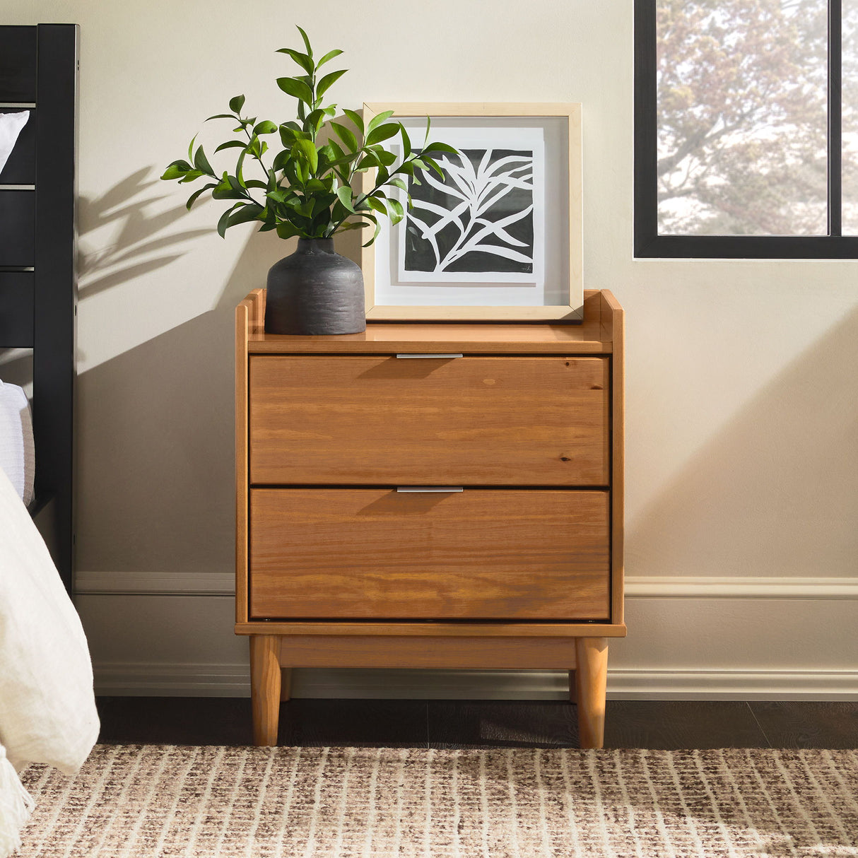 Mid-Century Modern 2 Drawer Nightstand by Walker Edison | Bel Furniture