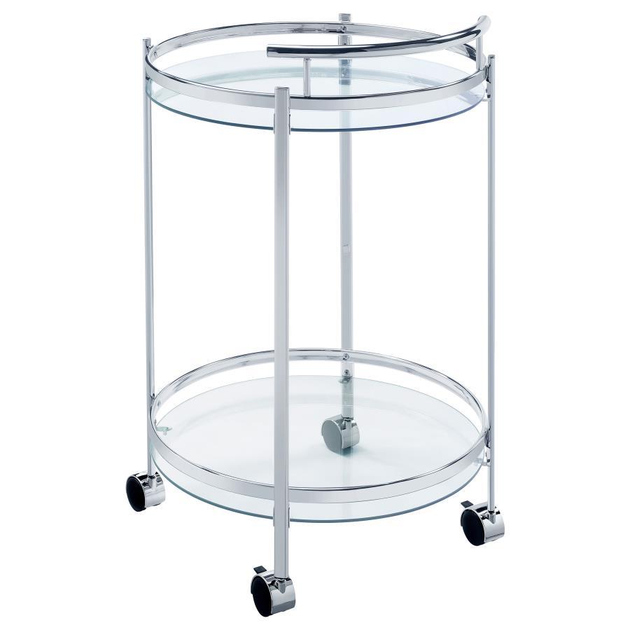 Chrissy - Round Glass Shelf Metal Bar Cart by CoasterEveryday | Bel Furniture
