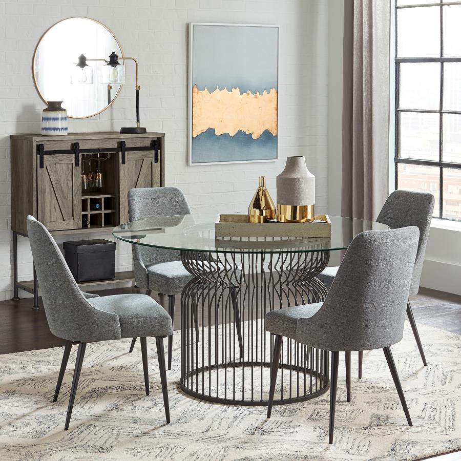 Granvia - Round Glass Top Metal Dining Table - Gunmetal