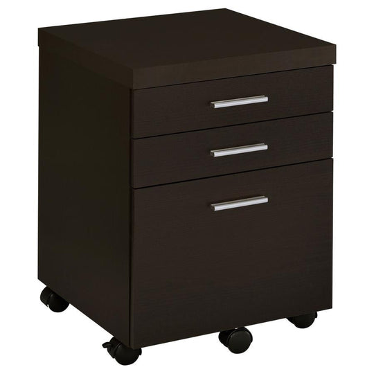Skeena - 3-Drawer Mobile Office Cabinet Dark Brown 18"W x 17.75"D x 25.5"H by CoasterEveryday | Bel Furniture