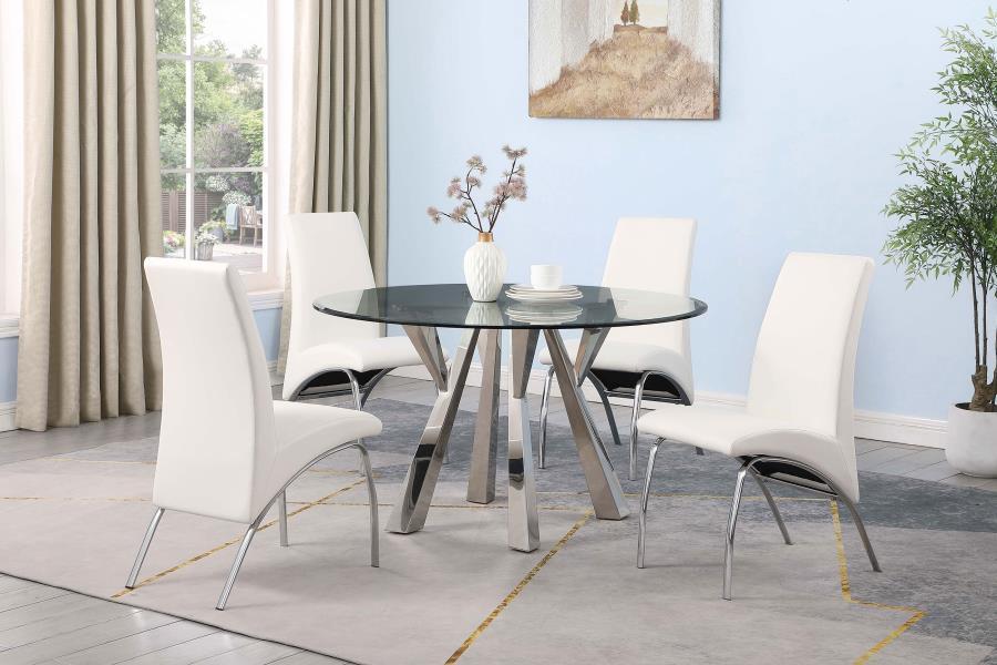 Alaia - Round Clear Glass Top Dining Table - Chrome by Coaster Fine Furniture | Bel Furniture