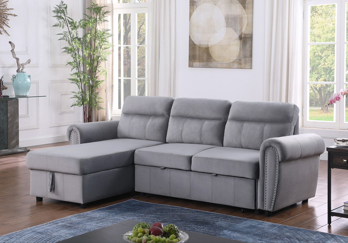 Ashton - Reversible Sleeper Sectional Sofa Chaise by Lilola Home | Bel Furniture