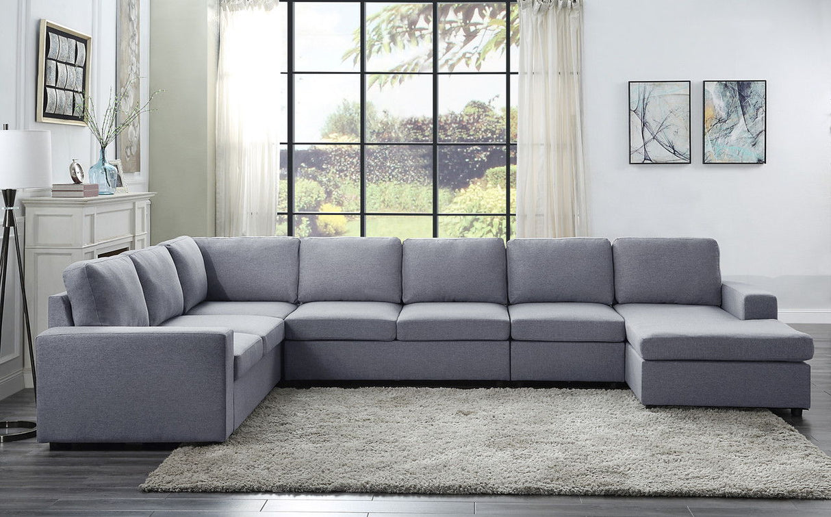 Tifton - Linen 7 Seat Reversible Modular Sectional Sofa Chaise by Lilola Home | Bel Furniture