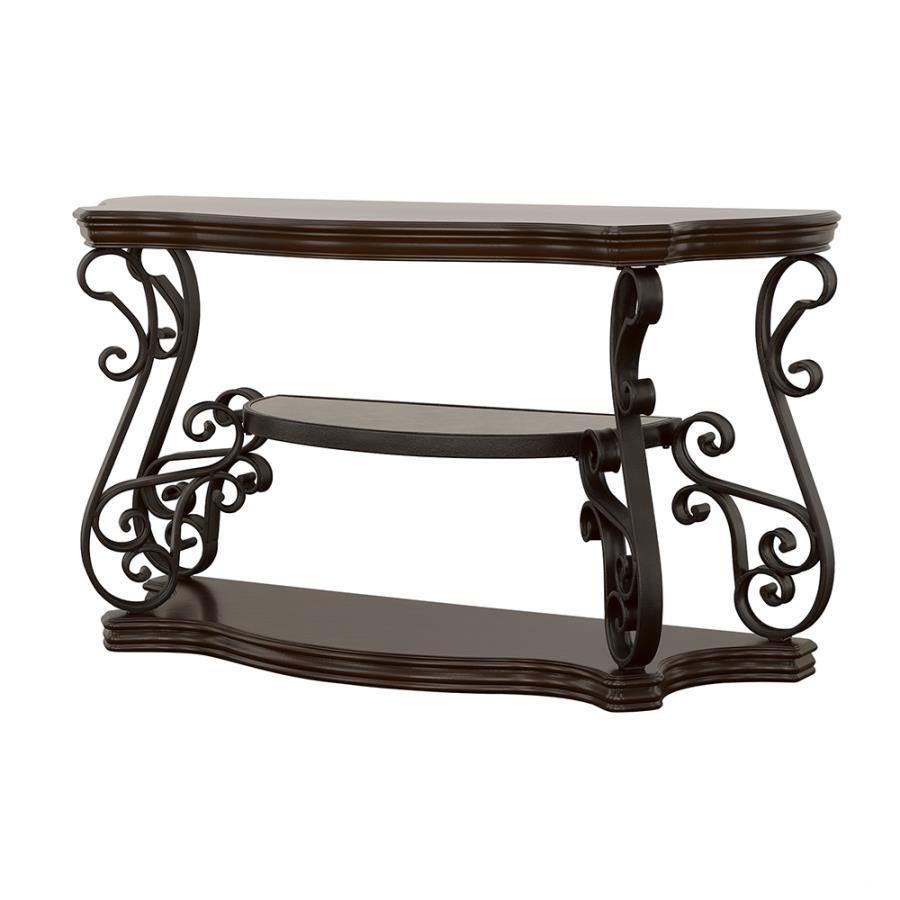 Laney - Scrollwork Entryway Sofa Console Table - Deep Merlot by CoasterEssence | Bel Furniture