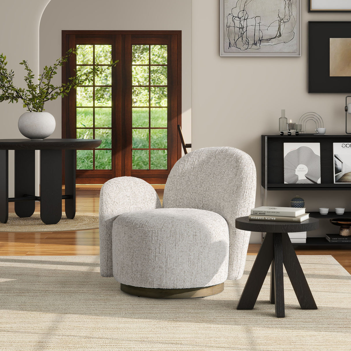 Duo - One-Arm Swivel Accent Chair by Jennifer Taylor Home | Bel Furniture
