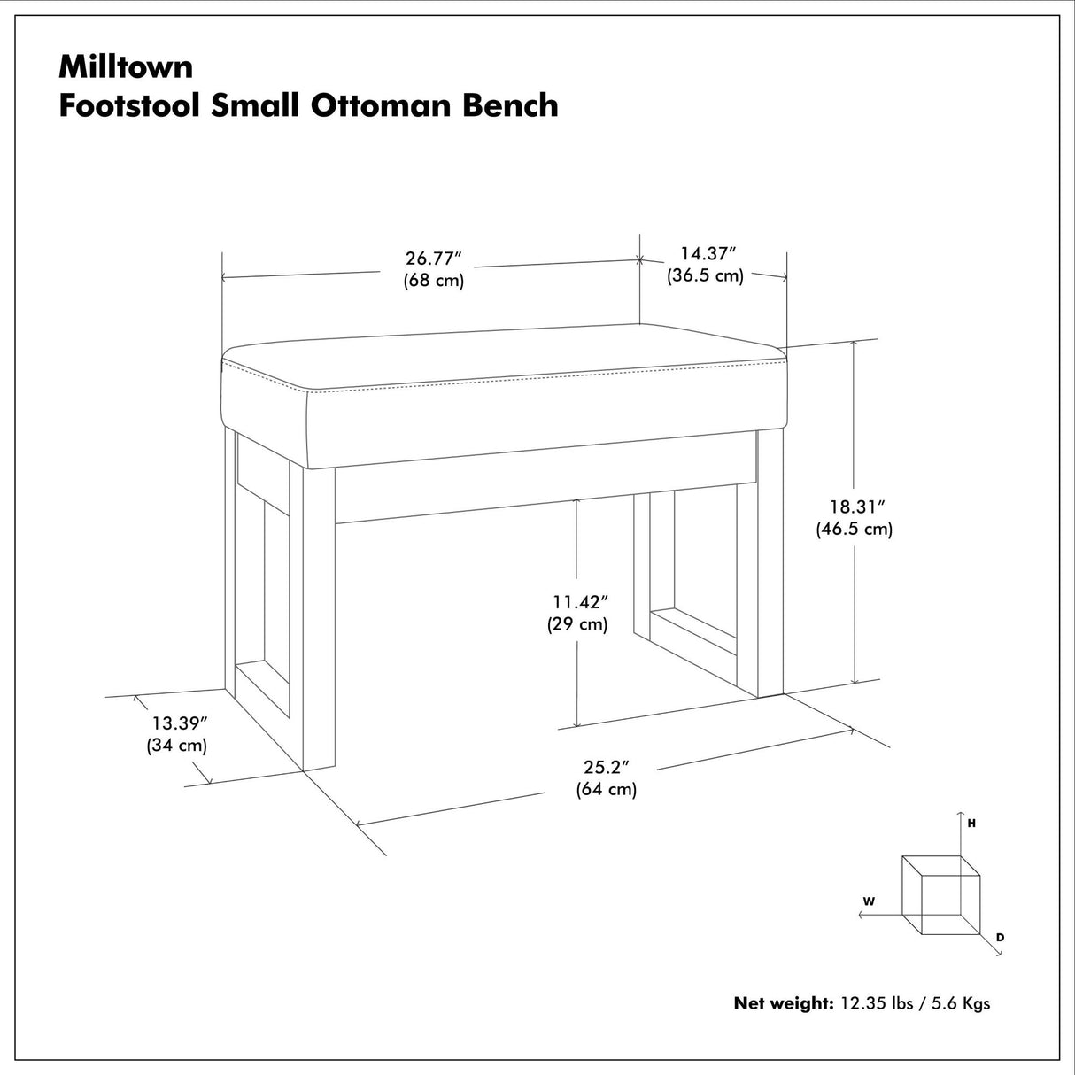 Milltown - Upholstered Ottoman Bench