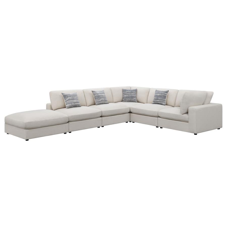 Serene - Upholstered Modular Sectional Sofa Beige 6 Pc. Right Arm Facing Corner Chaise Sectional by CoasterEssence | Bel Furniture
