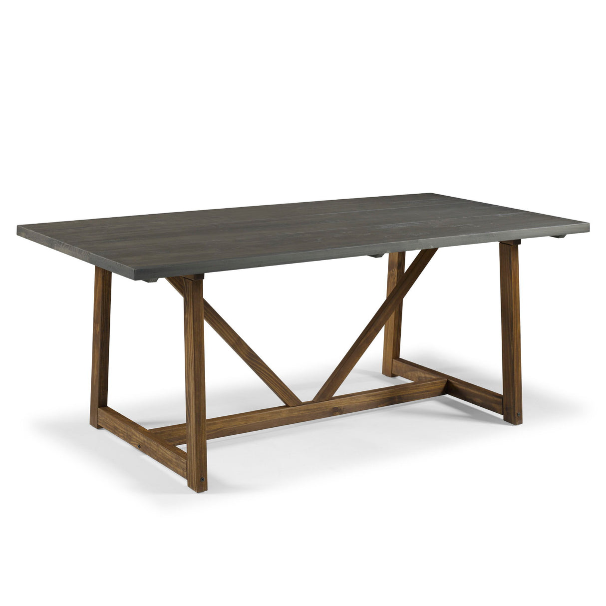 Modern Farmhouse Solid Wood V Frame Trestle Dining Table - Gray / Brown by Walker Edison | Bel Furniture