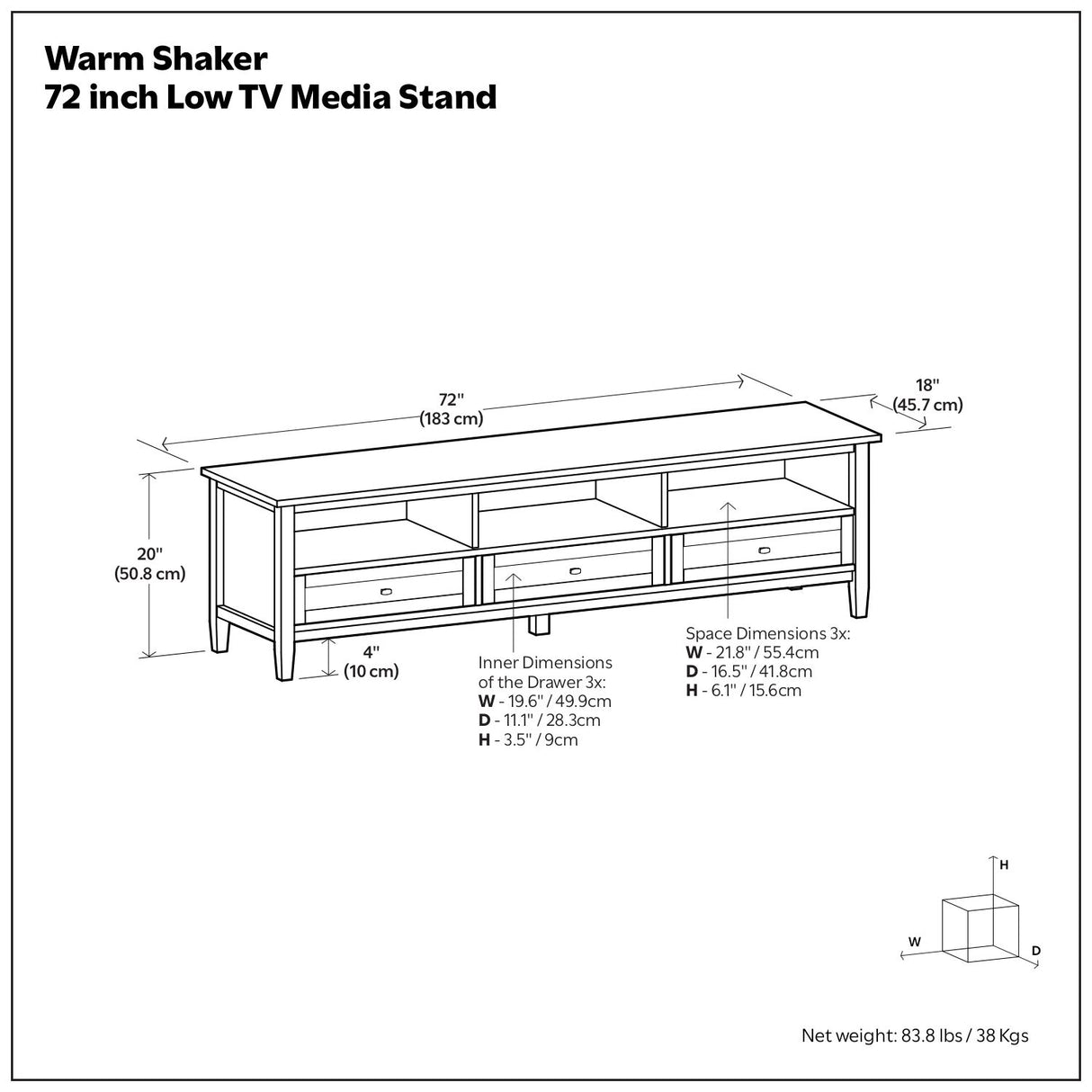 Warm Shaker - Handcrafted Low TV Media Stand