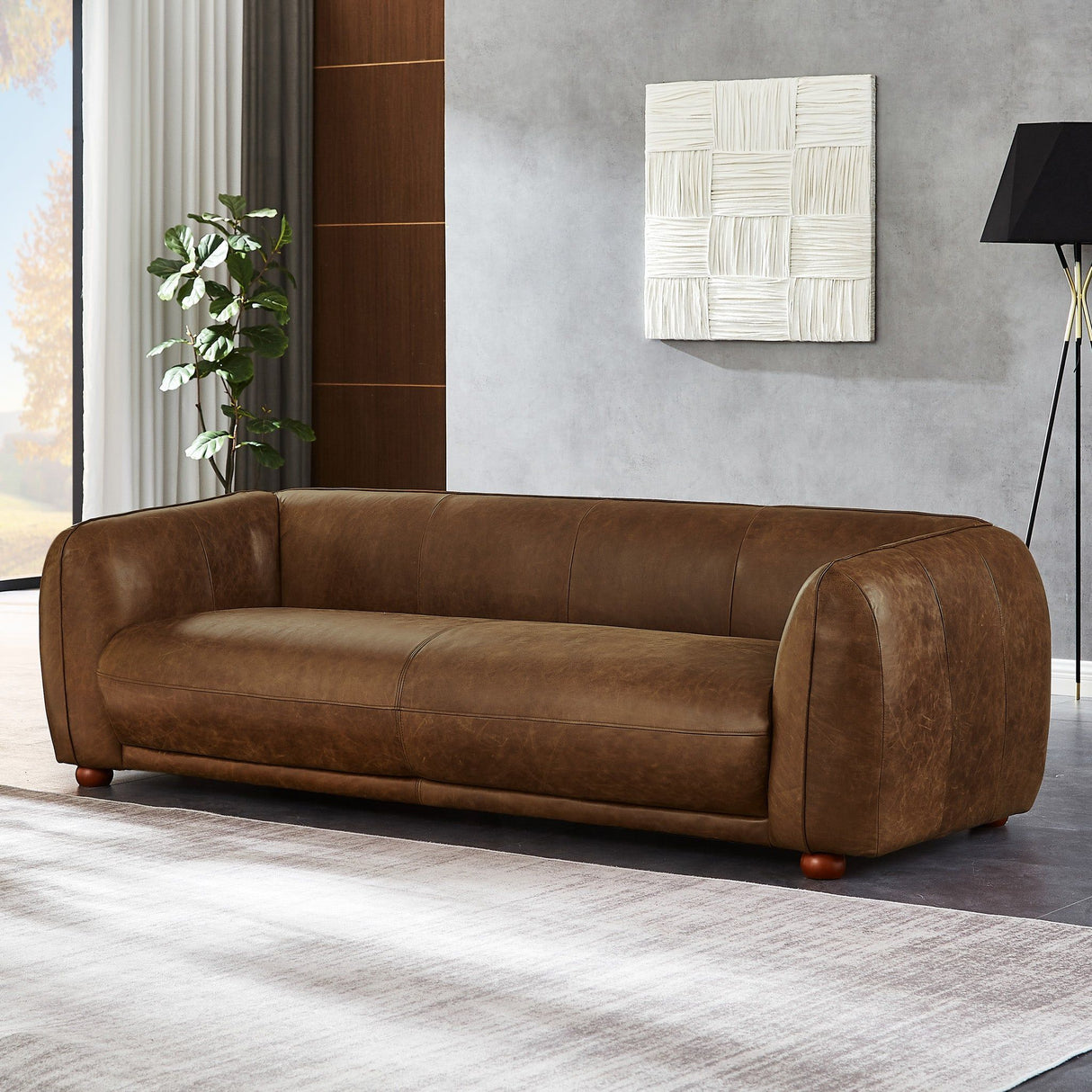 Marlon - Luxury Italian Leather Sofa - Brown / Rustic