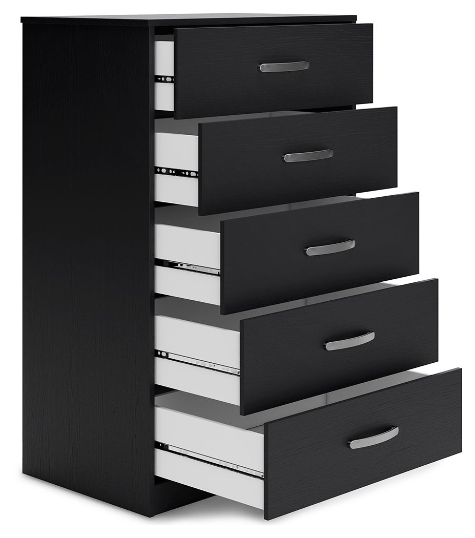 Finch - Black - Five Drawer Chest - 46" Height by Signature Design by Ashley® | Bel Furniture