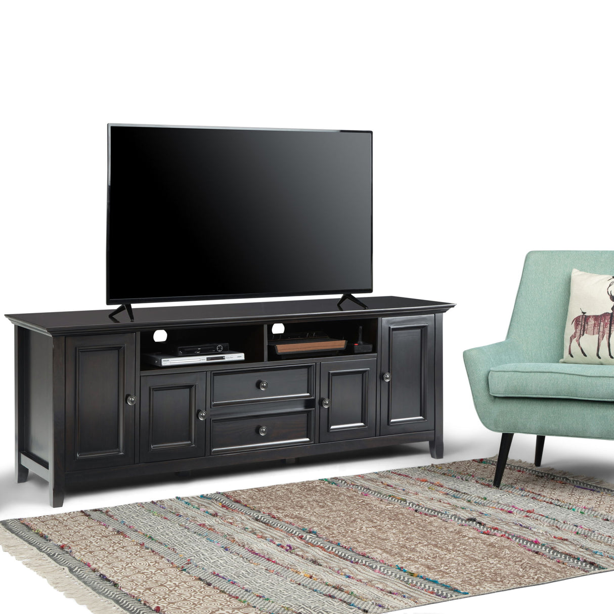 Amherst - Handcrafted Wide TV Media Stand by Simpli-Home | Bel Furniture