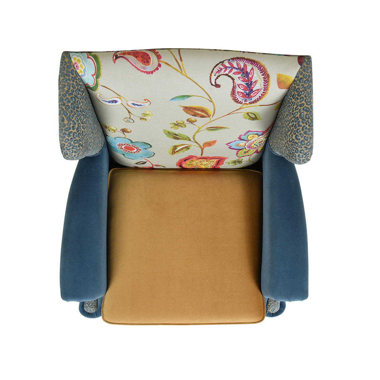 Anya - Boho Chic Wingback Accent Arm Chair - Floral / Leopard / Blue Teal / Yellow Gold by Jennifer Taylor Home | Bel Furniture