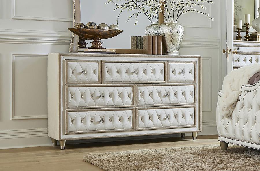 Antonella - 7-Drawer Upholstered Dresser by CoasterElevations | Bel Furniture