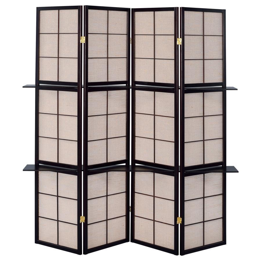 Iggy - 4-Panel Room Divider Folding Shoji Screen - Cappuccino by CoasterEveryday | Bel Furniture