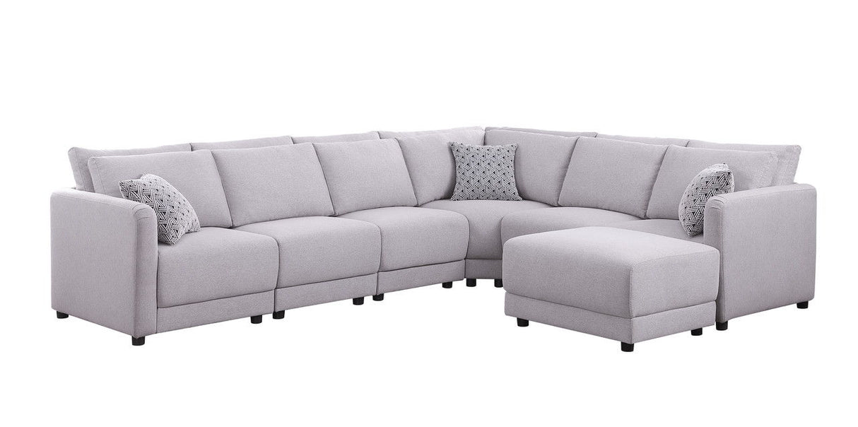 Penelope - Fabric Reversible Modular Sectional Sofa With Ottoman And Pillows by Lilola Home | Bel Furniture