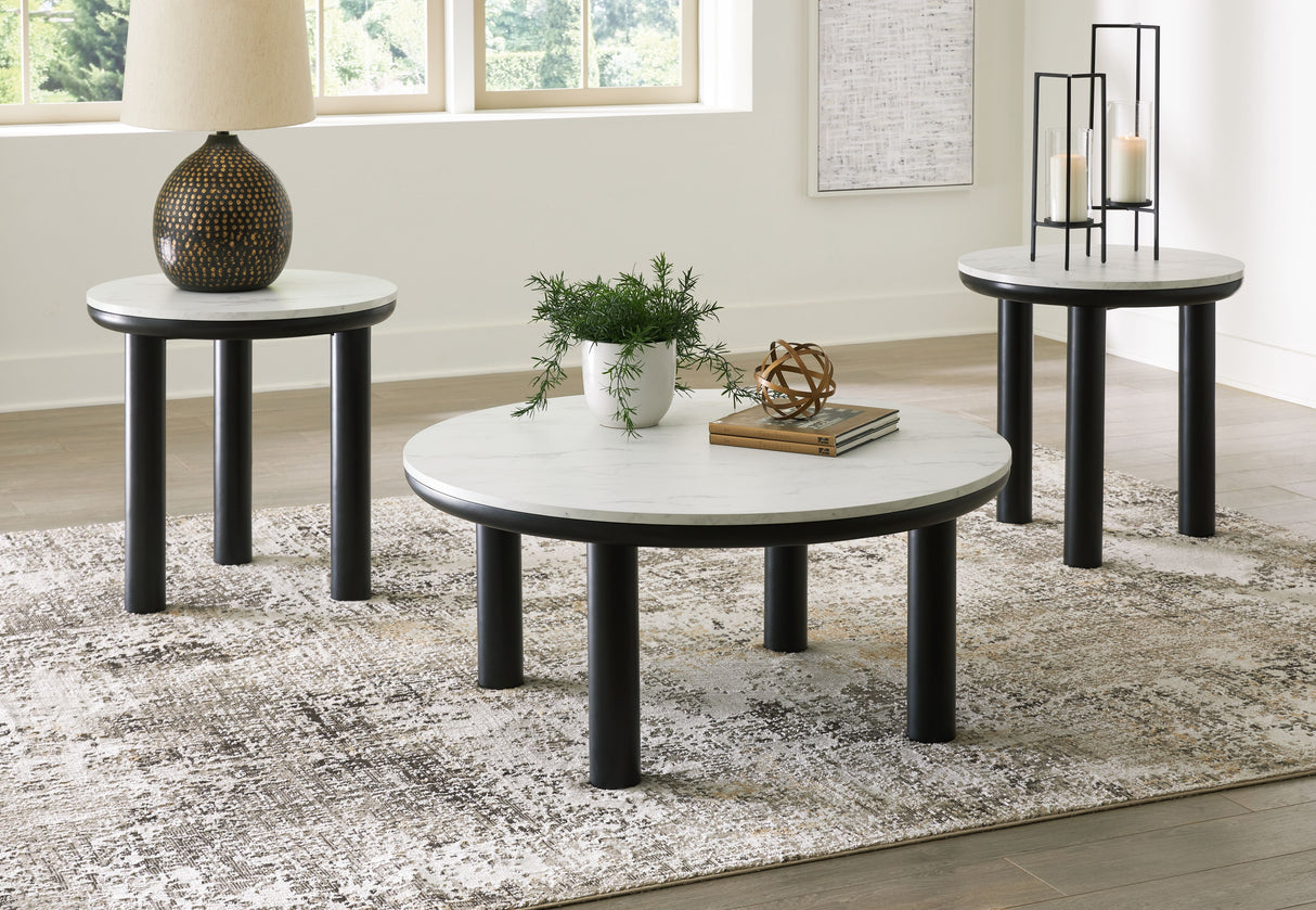Xandrum - Black / White - Occasional Table Set (Set of 3) by Signature Design by Ashley® | Bel Furniture