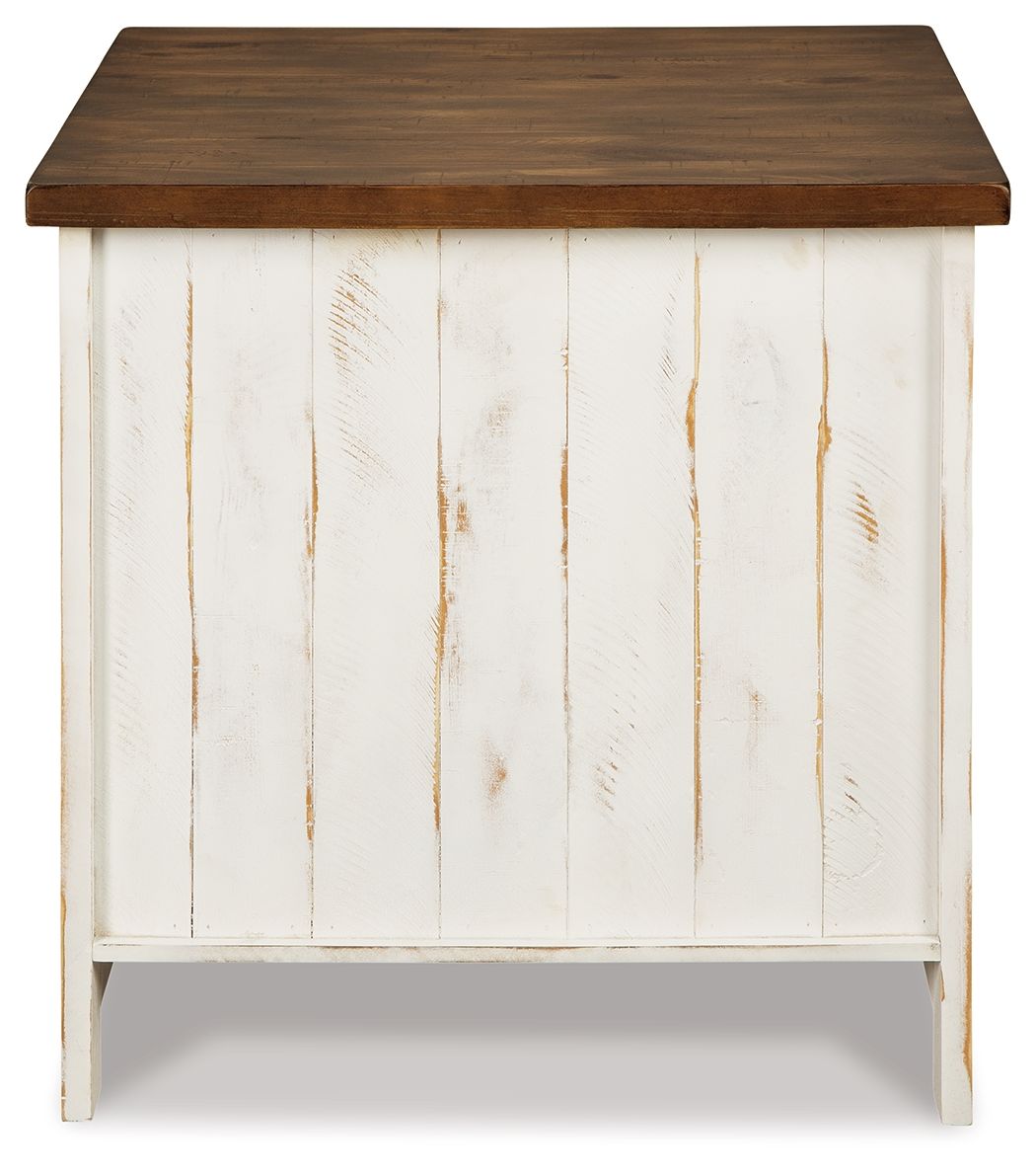Wystfield - White / Brown - Rectangular End Table - 2 Doors by Signature Design by Ashley® | Bel Furniture