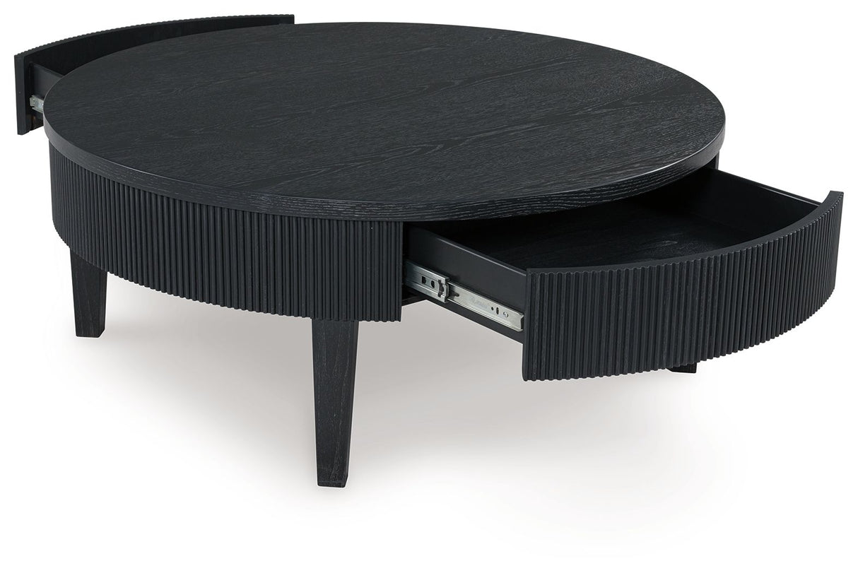Marstream - Black - Round Cocktail Table by Signature Design by Ashley® | Bel Furniture