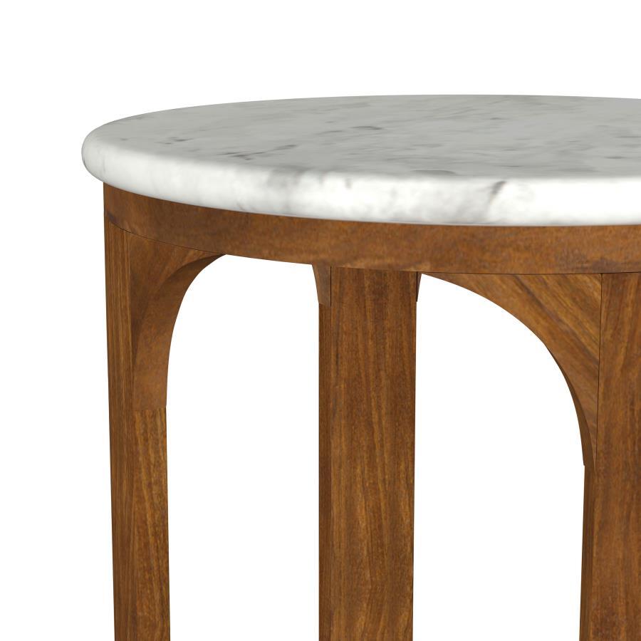 Berkeley - Round Marble Top Side Table - White And Brown by Coaster Fine Furniture | Bel Furniture