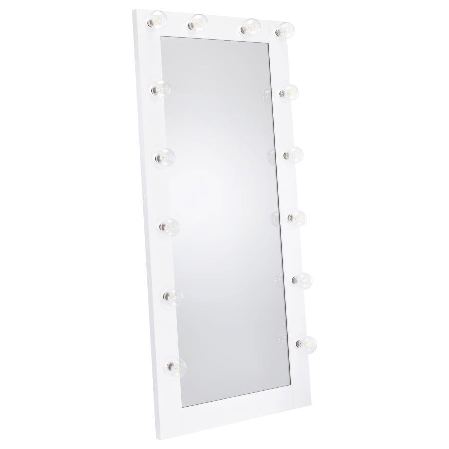 Zayan - Length Floor Mirror With Lighting White by Coaster Fine Furniture | Bel Furniture