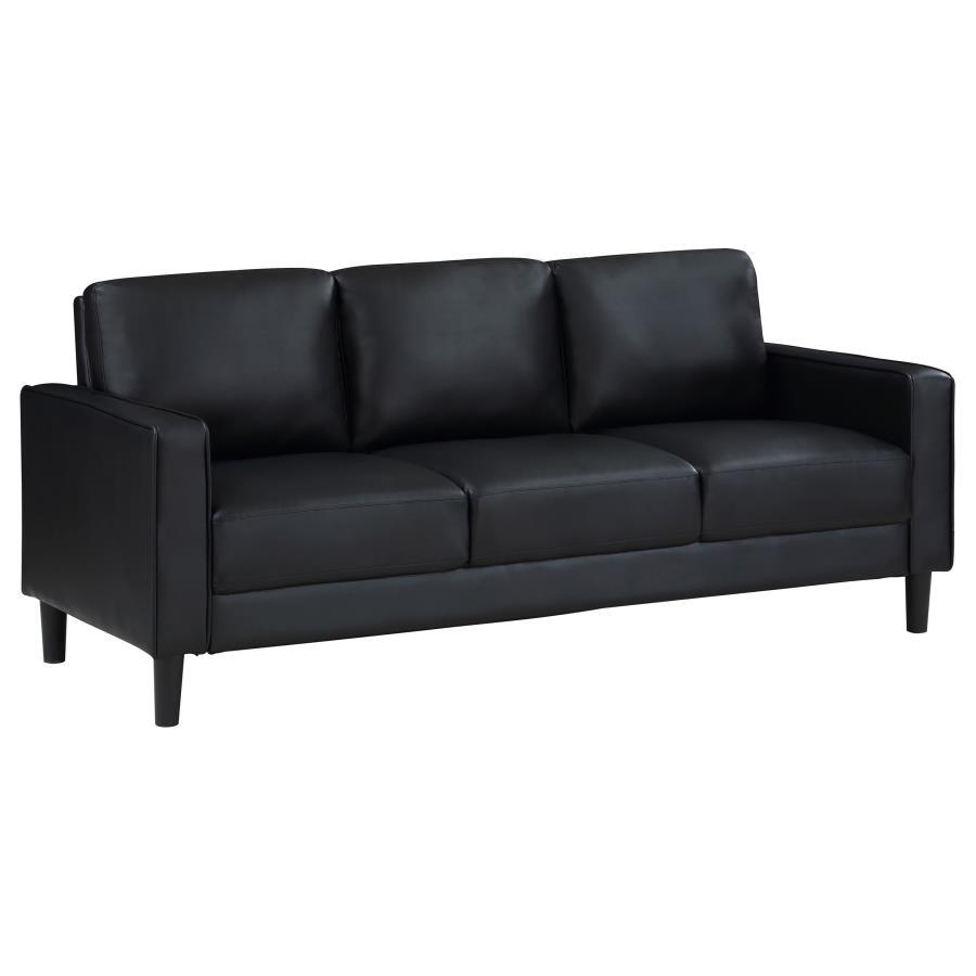 Ruth - Upholstered Track Arm Sofa Black by Coaster Fine Furniture | Bel Furniture