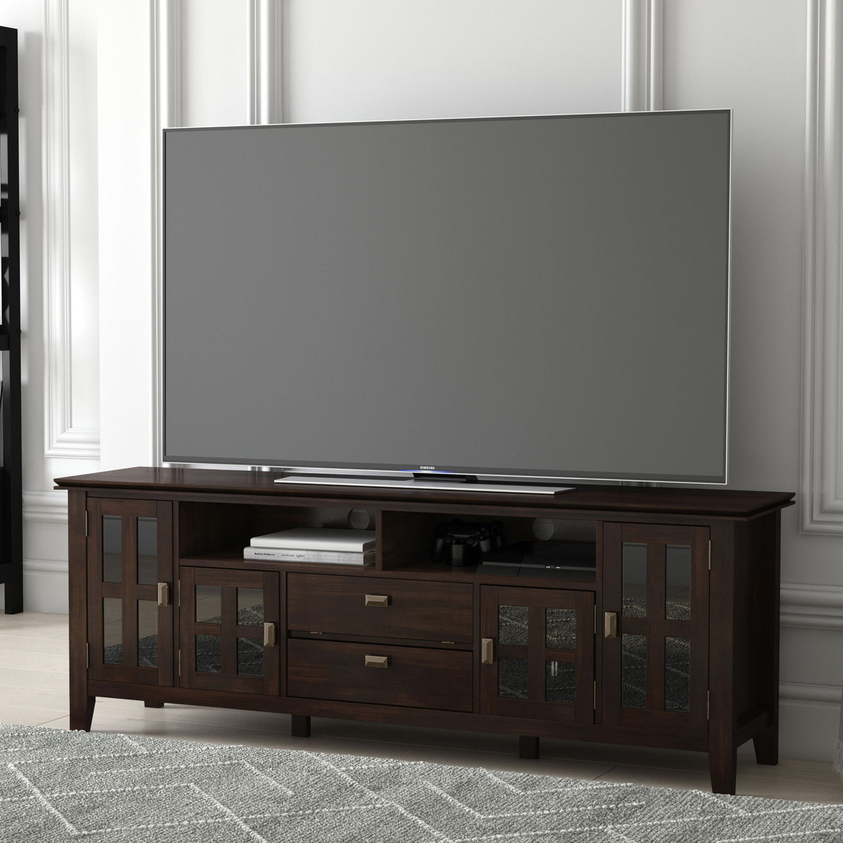 Artisan - TV Media Stand - Tobacco Brown by Simpli-Home | Bel Furniture