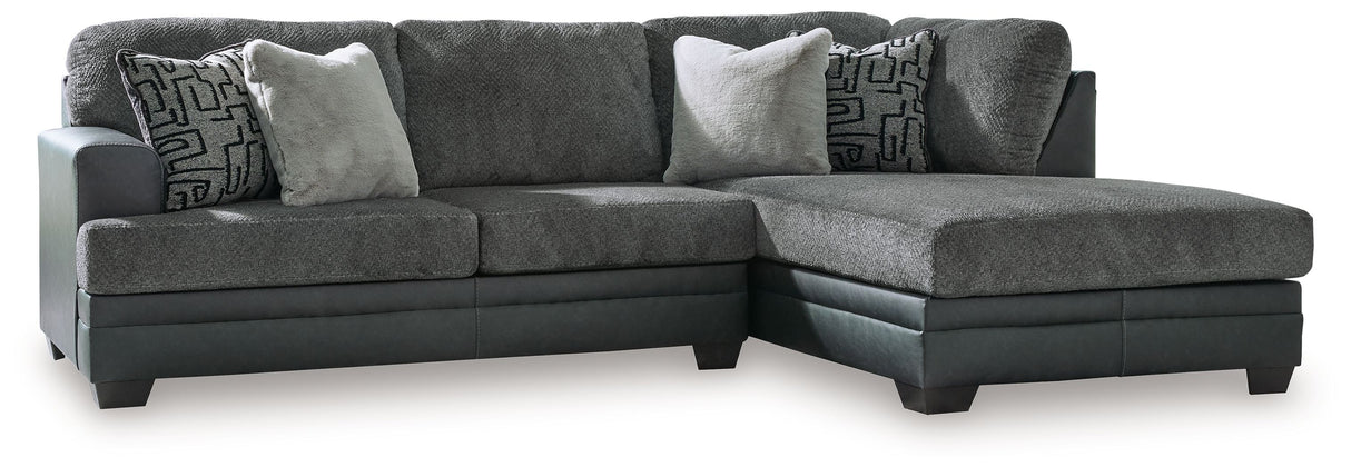 Brixley Pier - Sectonal Dark Gray 2 Pc. Right Arm Facing Corner Chaise Sectional by Benchcraft® | Bel Furniture