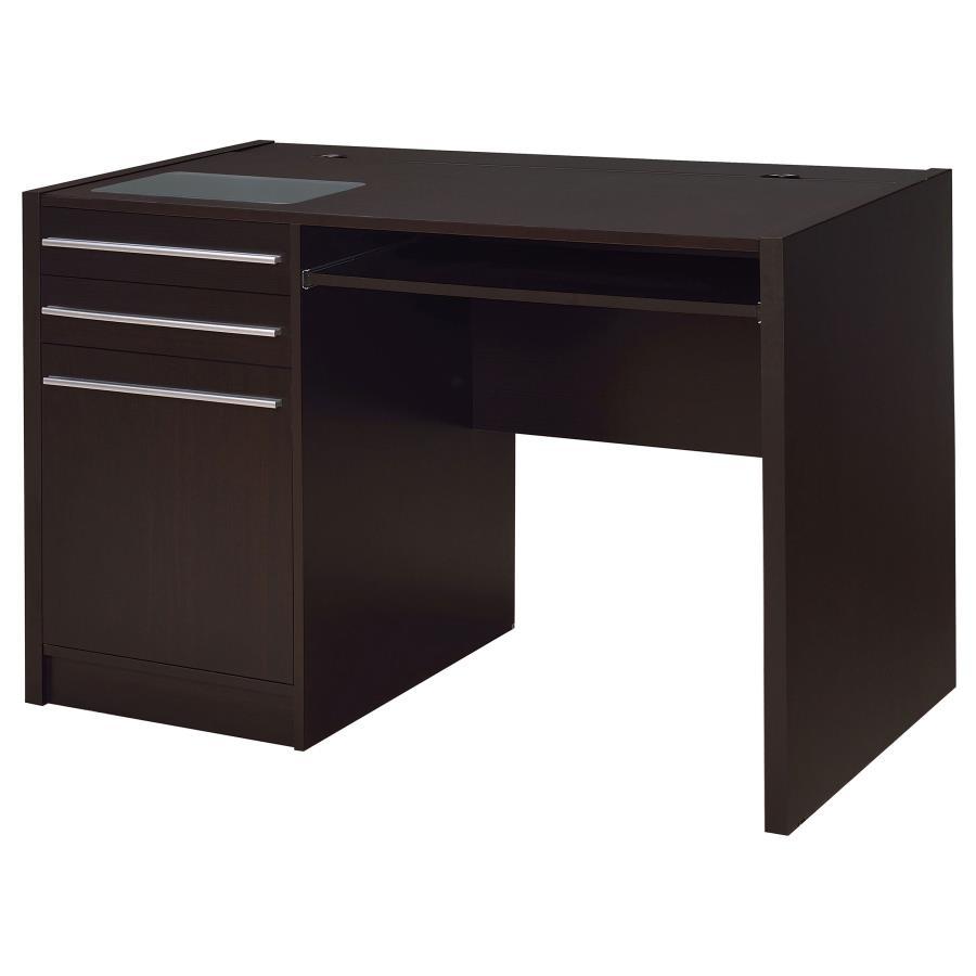 Halston - Office Computer Desk Dark Brown 47"W x 24"D x 30.75"H by CoasterEveryday | Bel Furniture