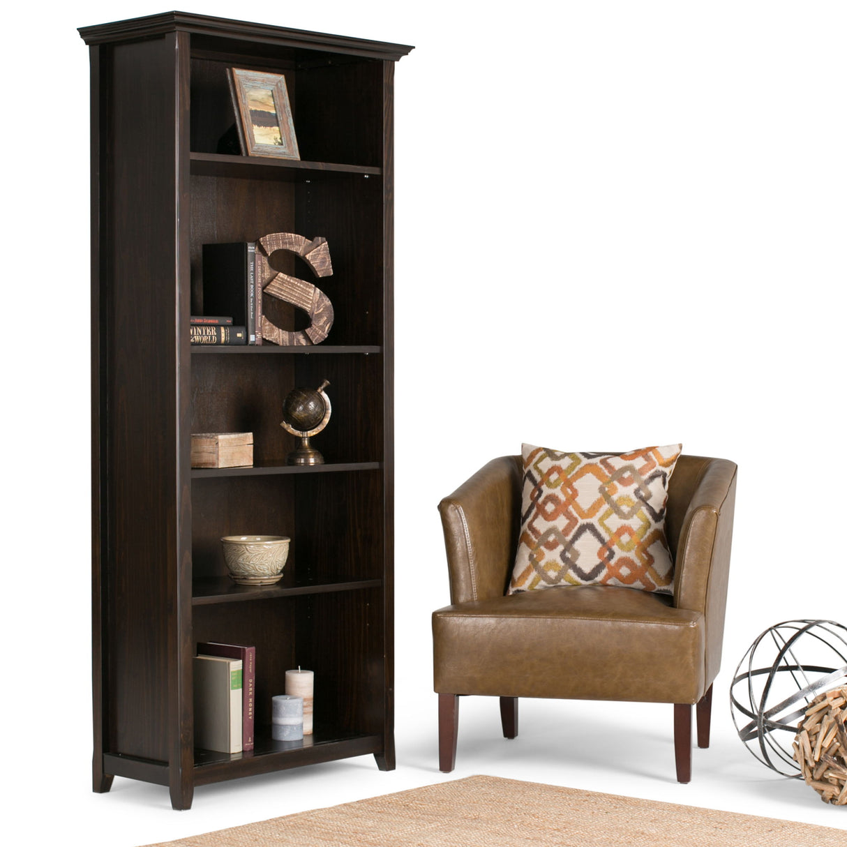 Amherst - 5 Shelf Bookcase, Handcrafted by Simpli-Home | Bel Furniture