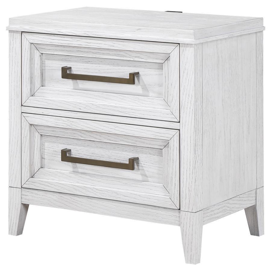 Marielle - 2-Drawer Nightstand Bedside Table - Distressed White by CoasterEveryday | Bel Furniture