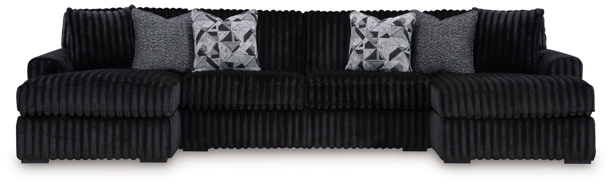 Midnight-Madness - Sectional Black 3 Pc. Sectional With Laf And Raf Chaises by Signature Design by Ashley® | Bel Furniture