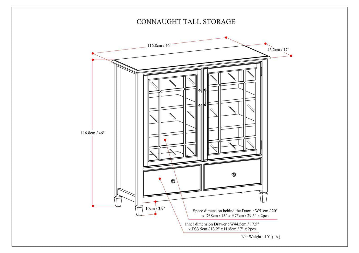 Connaught - Tall Storage Cabinet - Dark Chestnut Brown by Simpli-Home | Bel Furniture
