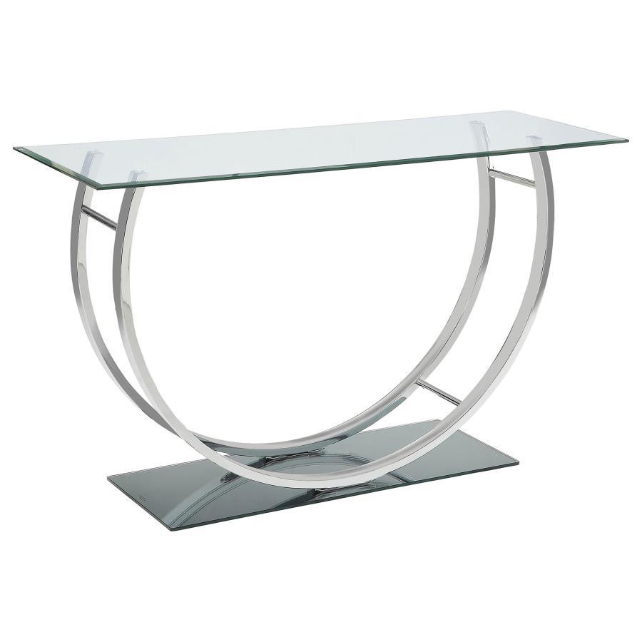 Danville - Rectangular U-Shaped Glass Top Table Pearl Silver Console Tables by CoasterEssence | Bel Furniture