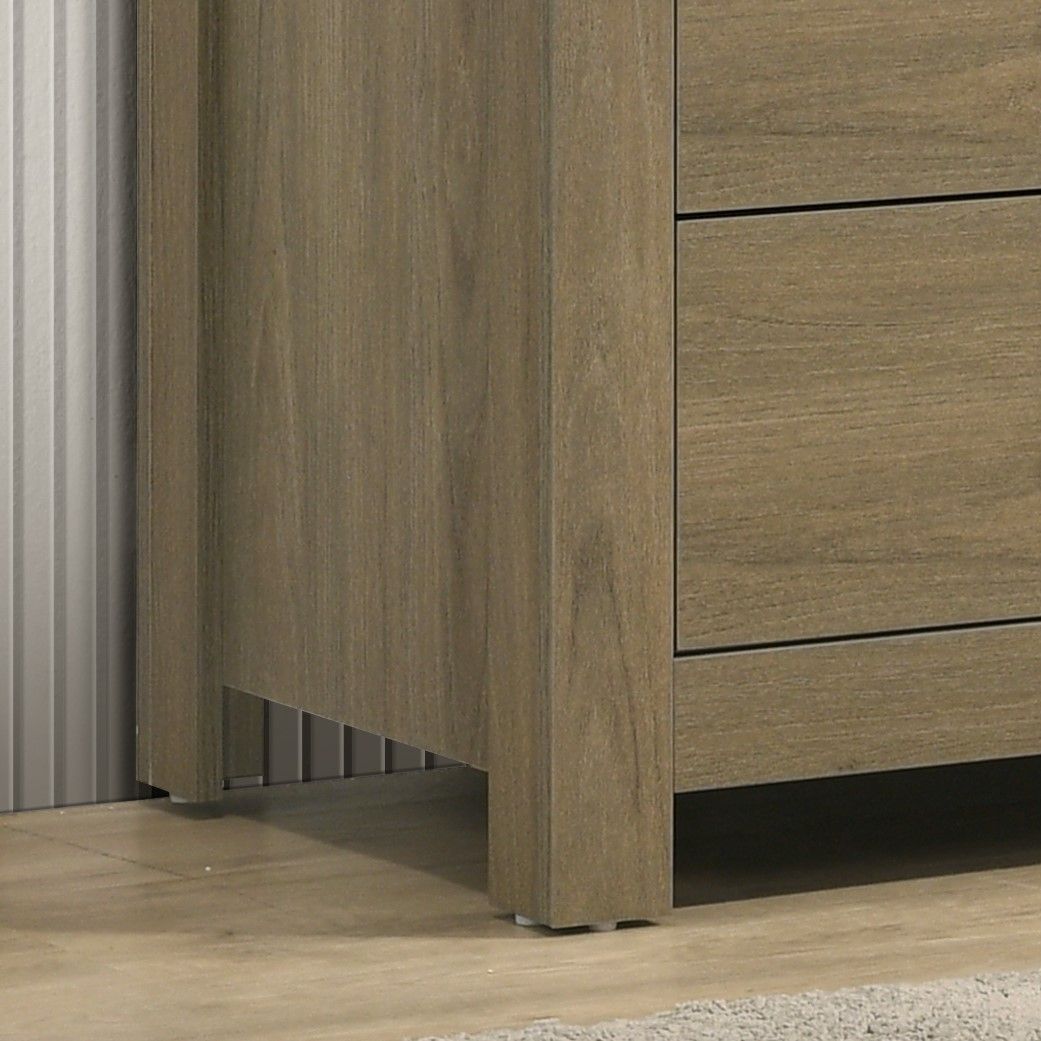 Finn - Oak Finish Dresser With 6 Drawers And Black Handles - Coffee Gray by Lilola Home | Bel Furniture