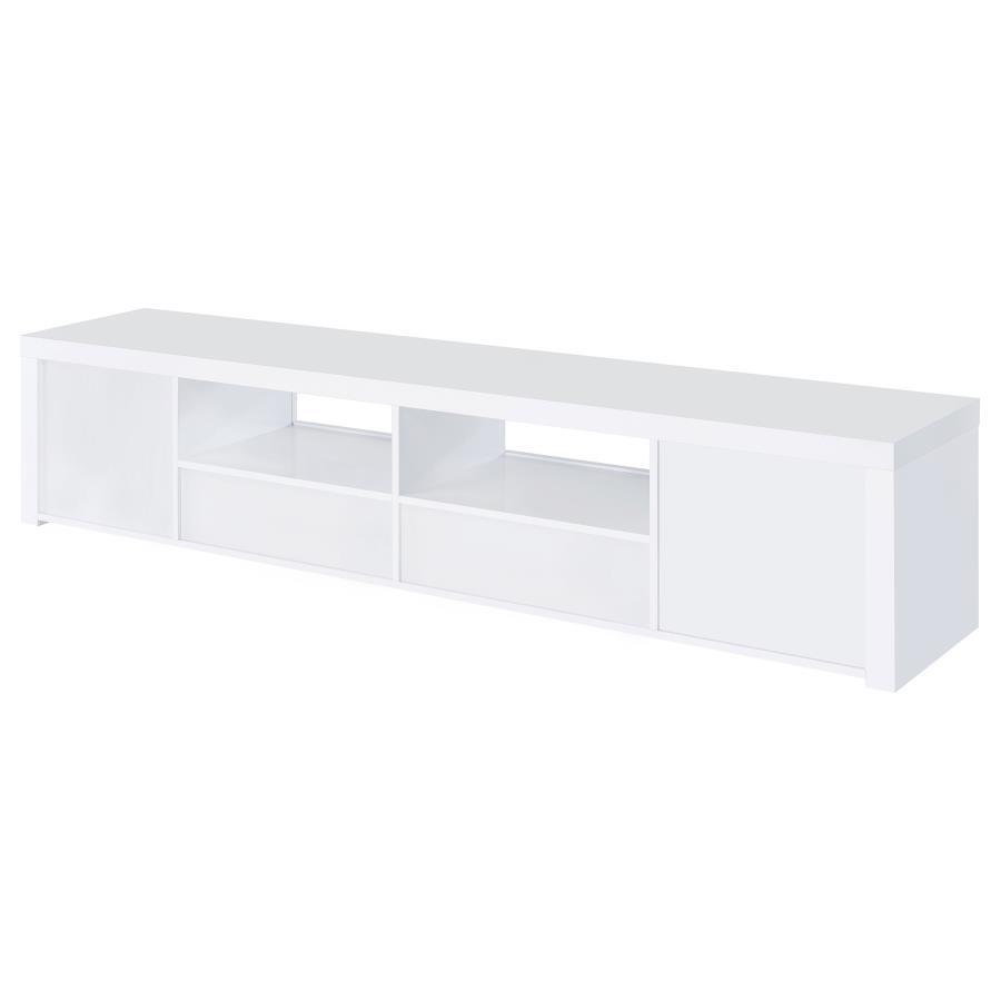 Jude - 2 Door Engineered Wood TV Stand - High Gloss White by Coaster Fine Furniture | Bel Furniture