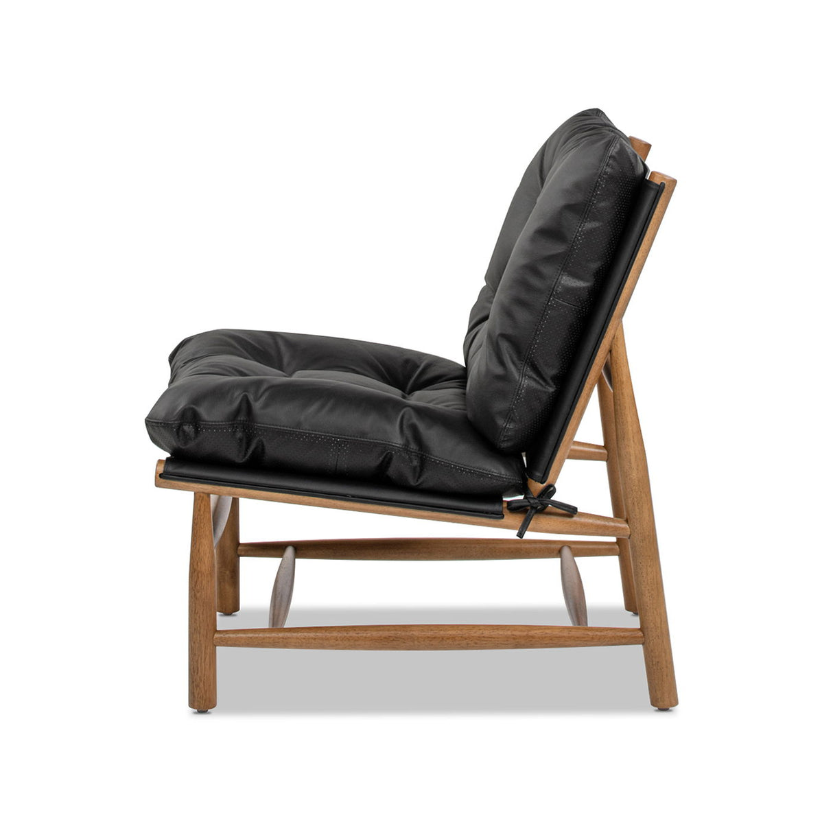 Oxford Leather Mid-Century Modern Accent Chair - Noir Black by Jennifer Taylor Home | Bel Furniture