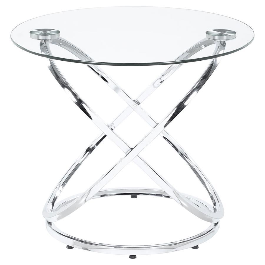 Warren - 3 Piece Oval Glass Top Coffee Table Set - Chrome by CoasterEssence | Bel Furniture